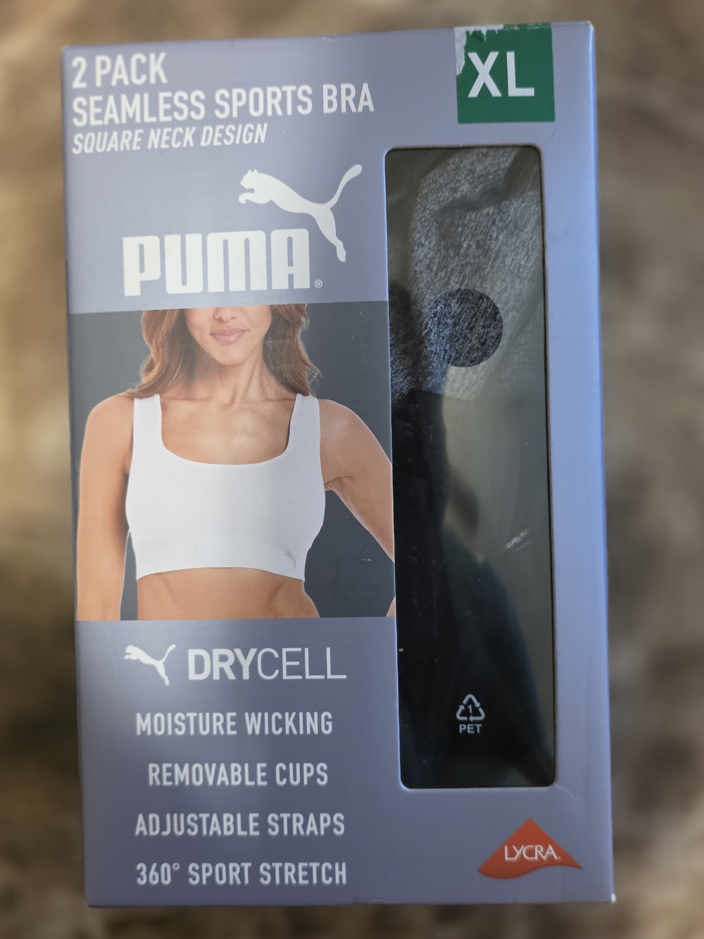 Puma Seamless Sports Bra 2-Pack in Gray and Black